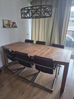 Eettafel met zes stoelen, Huis en Inrichting, Tafels | Eettafels, Ophalen, Gebruikt, 100 tot 150 cm, 200 cm of meer