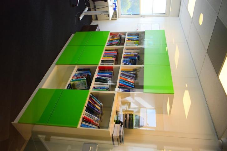 Boekenkast, Huis en Inrichting, Kasten | Boekenkasten, Gebruikt, 200 cm of meer, 150 tot 200 cm, 50 tot 75 cm, Met deur(en), Met plank(en)