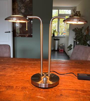 Vintage dubbele tafellamp van ontwerper Jan de Bouvrie beschikbaar voor biedingen
