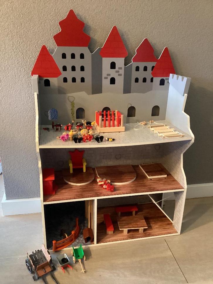 Houten speelgoedkasteel, poppenhuis, Lidl., Kinderen en Baby's, Speelgoed | Houten speelgoed, Gebruikt, Overige typen, Ophalen of Verzenden