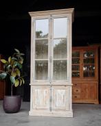 Franse Vitrinekast  Greywash Buffetkast | Espagnolet #2283, Huis en Inrichting, Kasten | Vitrinekasten, Niet ingevuld, 200 cm of meer