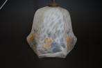 vintage clichy antiek hanglamp messing bloem glas wit marmer, Huis en Inrichting, Lampen | Hanglampen, Gebruikt, Ophalen of Verzenden