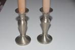 Twee vintage metalen kandelaars kaarsenstandaarden, Ophalen of Verzenden, Metaal, Kandelaar, Minder dan 25 cm
