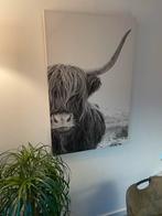 Schotse Hooglander Canvas Print - Zwart Wit, Huis en Inrichting, Woonaccessoires | Schilderijen, Tekeningen en Foto's, Ophalen