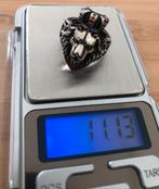 Heren ring zilver 925 leeuw met kroon en robijnen, Ophalen of Verzenden, Zo goed als nieuw, 17 tot 18, Dame