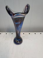 Mooie blauwe glazen vaas, 50 tot 75 cm, Blauw, Ophalen of Verzenden, Glas