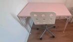 Roze bureau met witte stoel, Huis en Inrichting, Bureaus, Ophalen, Gebruikt