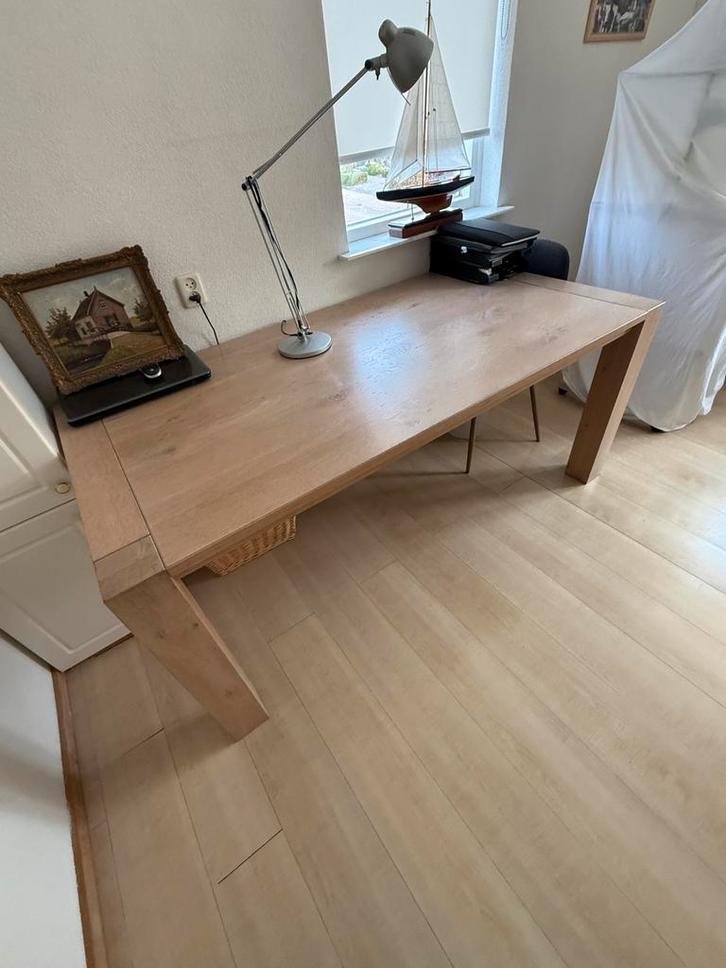 Massief eiken tafel 90 x 180 cm, Huis en Inrichting, Tafels | Eettafels, Gebruikt, 50 tot 100 cm, 150 tot 200 cm, Rechthoekig