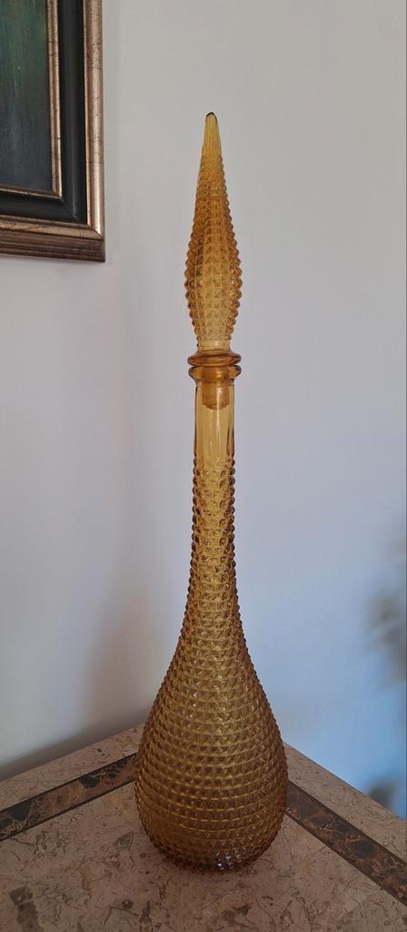 Vintage Empoli Amberkleurige Karaf 56 cm, Antiek en Kunst, Antiek | Glas en Kristal, Ophalen of Verzenden