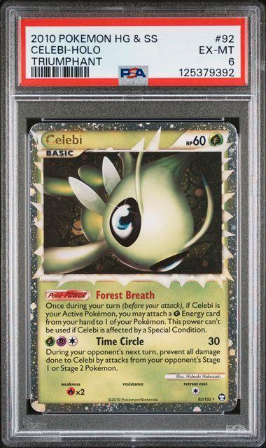 Prime Celebi Heart Gold Soul Silver 2010 Triumphant PSA 6, Hobby en Vrije tijd, Verzamelkaartspellen | Pokémon, Gebruikt, Losse kaart