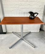 Vintage audio-TV tafel, chroom + teakfineer 70er jaren., 45 tot 60 cm, Gebruikt, Vintage jaren 70, Rechthoekig