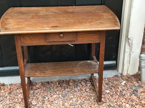 Antiek Houten Sidetable met Lade, Huis en Inrichting, Tafels | Sidetables, Gebruikt, Minder dan 25 cm, Minder dan 50 cm, Rechthoekig