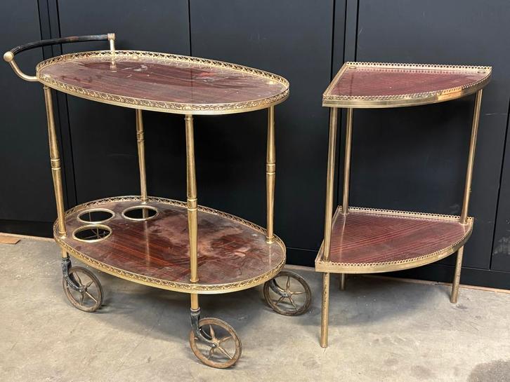 Hollywood Regency Dranken Trolley & Bijzettafel - Jaren 70, Antiek en Kunst, Antiek | Meubels | Tafels, Ophalen
