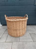 Robuuste RIETEN/ROTAN haardhout mand met handgrepen, Ophalen, Mand, Rond, Zo goed als nieuw