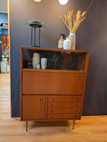 Vintage wandkast secretaire wandmeubel teak kast  beschikbaar voor biedingen