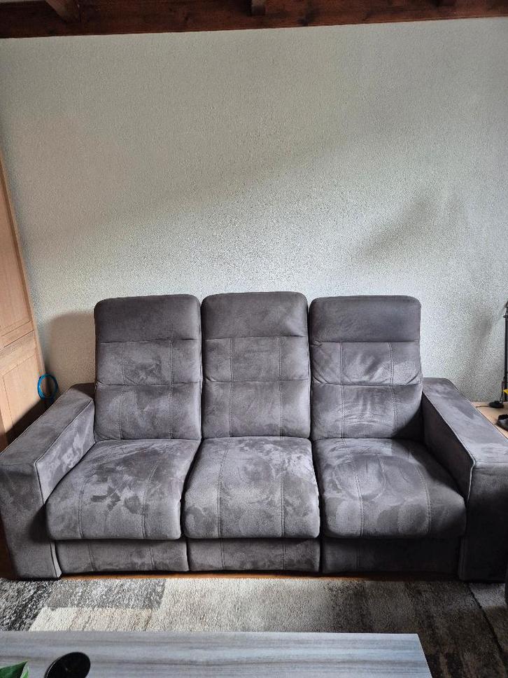 Bankstel, Huis en Inrichting, Banken | Bankstellen, Zo goed als nieuw, Driepersoons, 200 tot 250 cm, Minder dan 75 cm, Leer, Stof