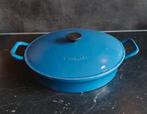 Le Creuset faitout platte braadpan 32 cm. Blauw, Huis en Inrichting, Keuken | Potten en Pannen, Ophalen of Verzenden, Zo goed als nieuw