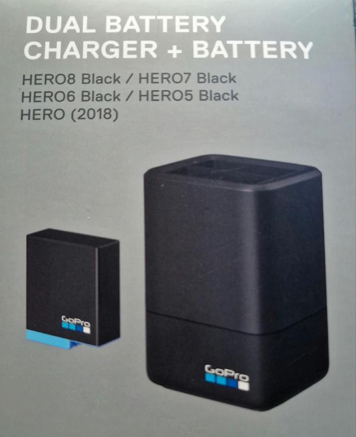 GoPro Dual Battery Charger + 2 Batterijen, Audio, Tv en Foto, Actiecamera's, Zo goed als nieuw, GoPro, Ophalen of Verzenden