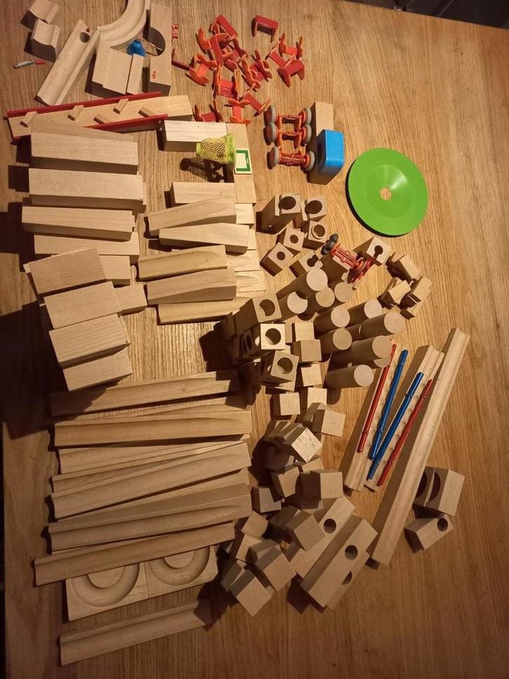 Haba Knikkerbaan - grote set met veel uitbreidingen, Kinderen en Baby's, Speelgoed | Bouwstenen, Gebruikt, Overige merken, Ophalen of Verzenden