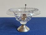 Antieke kristallen bonbonschaal verzilverde voet en schepje, Antiek en Kunst, Antiek | Glas en Kristal, Ophalen of Verzenden