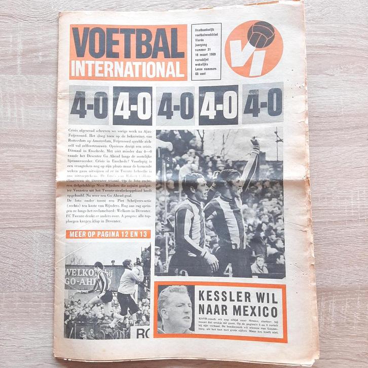 Krant voetbal international 18 maart 1969 NIEUW staat!, Verzamelen, Sportartikelen en Voetbal, Zo goed als nieuw, Boek of Tijdschrift
