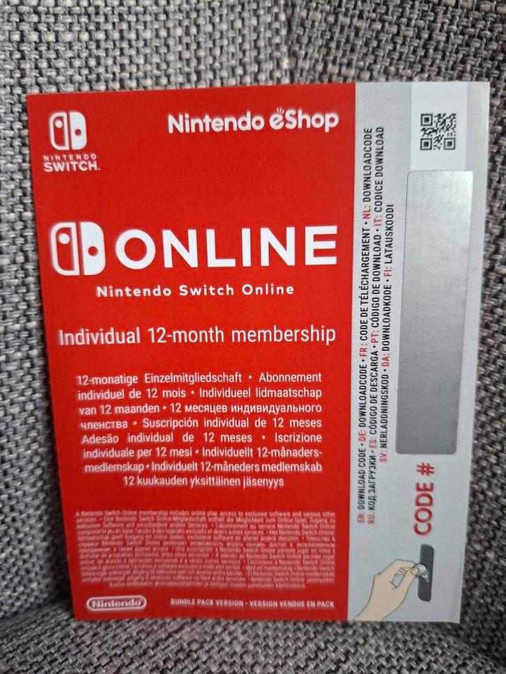 Nintendo Switch Online Membership 12 maanden!, Spelcomputers en Games, Games | Nintendo Switch, Zo goed als nieuw, 1 speler, Vanaf 3 jaar