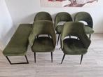 Complete set eetkamerstoelen met bankje - groen, Huis en Inrichting, Stoelen, Twee, Overige kleuren, Ophalen of Verzenden, Zo goed als nieuw