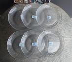 6 Vintage Nieuw Duralex glazen ontbijt borden transparant, Nieuw, Ophalen of Verzenden, Glas, Bord(en)