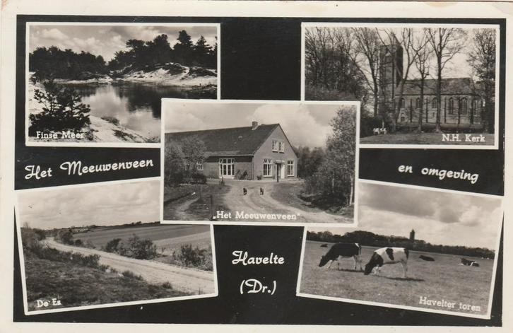 HAVELTE Finse Meer De Ee Meeuwenveen Kerk 1956, Verzamelen, Ansichtkaarten | Nederland, Gelopen, Drenthe, 1920 tot 1940, Verzenden