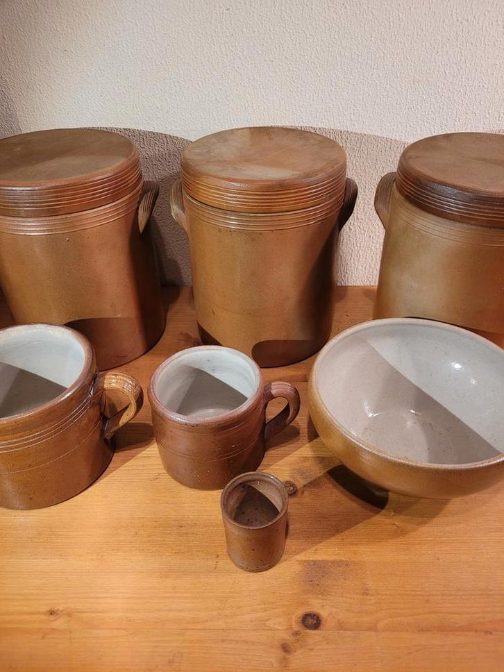 Frans Aardewerk Gres kom beker pot XL du Berry voorraadpot, Huis en Inrichting, Keuken | Servies, Zo goed als nieuw, Kom(men)