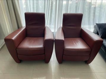 Set van 2 echt leren lounge stoelen/ fauteuils beschikbaar voor biedingen