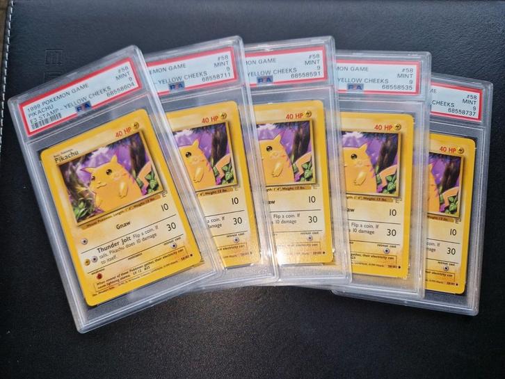 5x pikachu E3 PSA 9 promo, Hobby en Vrije tijd, Verzamelkaartspellen | Pokémon, Zo goed als nieuw, Ophalen of Verzenden