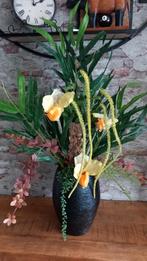 Set Zijdebloemstukken in zwarte pot - Vensterbank/Eethoek, Ophalen of Verzenden, Nieuw, Binnen