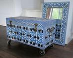 Indiaase dekenkist, blauw-wit, Huis en Inrichting, Woonaccessoires | Kisten, Ophalen, Minder dan 50 cm, 50 tot 100 cm, Zo goed als nieuw