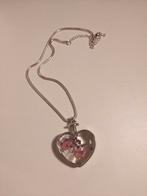 Ketting gedroogde bloemen hart zilver, Ophalen of Verzenden, Zo goed als nieuw, Zilver, Overige materialen