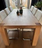 Robuuste eikenhouten eettafel 220x100 cm, Huis en Inrichting, Tafels | Eettafels, Ophalen, Gebruikt, 100 tot 150 cm, Eikenhout