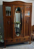 Demontabele eiken vintage art-deco spiegel- kledingkast, Huis en Inrichting, Eikenhout, 100 tot 150 cm, Ophalen of Verzenden, Nvt