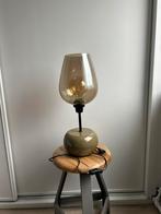 Olijfgroene tafellamp met rookglas brons, Huis en Inrichting, Lampen | Tafellampen, Ophalen, Nieuw, 50 tot 75 cm