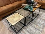 salontafelset 3 delig massief hardhout van 199.- nu voor 49., Minder dan 55 cm, Rond, Nieuw, Hout