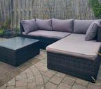 Loungeset met tafel – compleet met kussens en beschermhoes, Ophalen, Gebruikt
