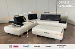 GRATIS LEVERING HEEL NL Montel Wit Echt Leer Hoekbank+Hocker, Huis en Inrichting, 250 tot 300 cm, Hoekbank, Leer, Ophalen of Verzenden