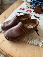 Mooie hippe leren houten klompjes Clog shoe, Ophalen of Verzenden, Zo goed als nieuw, Bruin