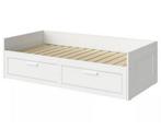 Uitschuifbaar bed 80x200 met opbergruimte en matrassen, Ophalen, Wit, Tweepersoons, 80 cm