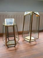 Glazen koperen/ gouden terrarium, vitrine, stolp, lantaarn, Ophalen, Zo goed als nieuw