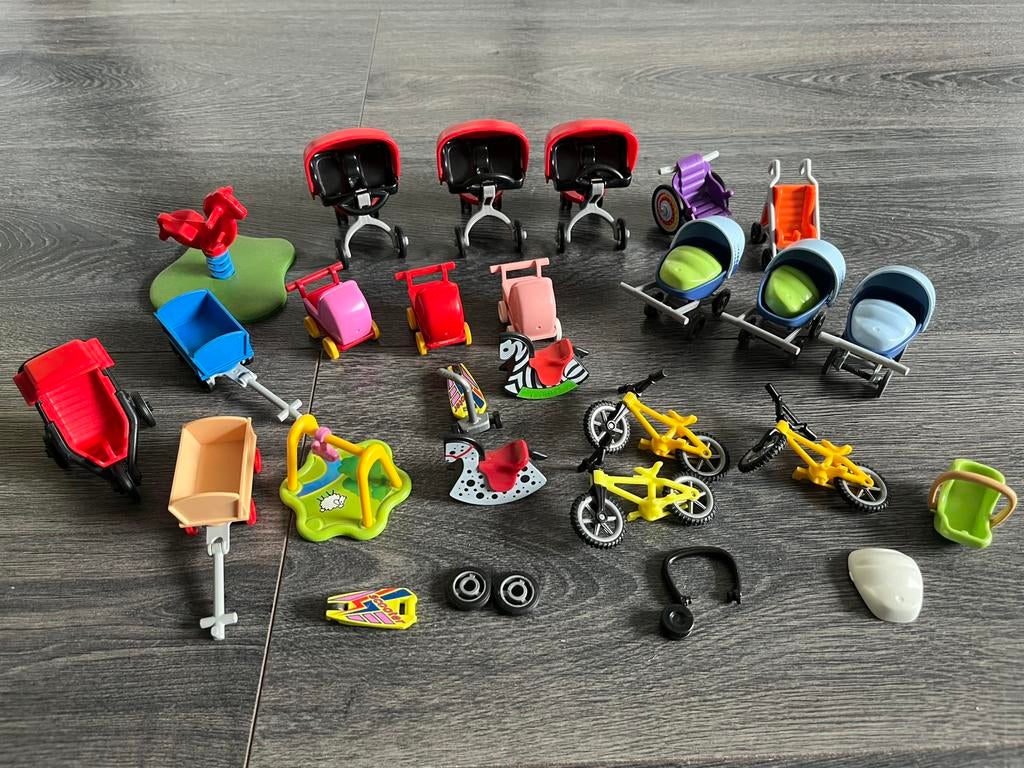 Playmobil onderdelen fiets kinderwagen speelgoed, Ophalen of Verzenden, Gebruikt