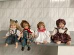 4 sier poppen met porseleinen hoofd, armen en benen, Verzamelen, Poppen, Ophalen of Verzenden, Gebruikt