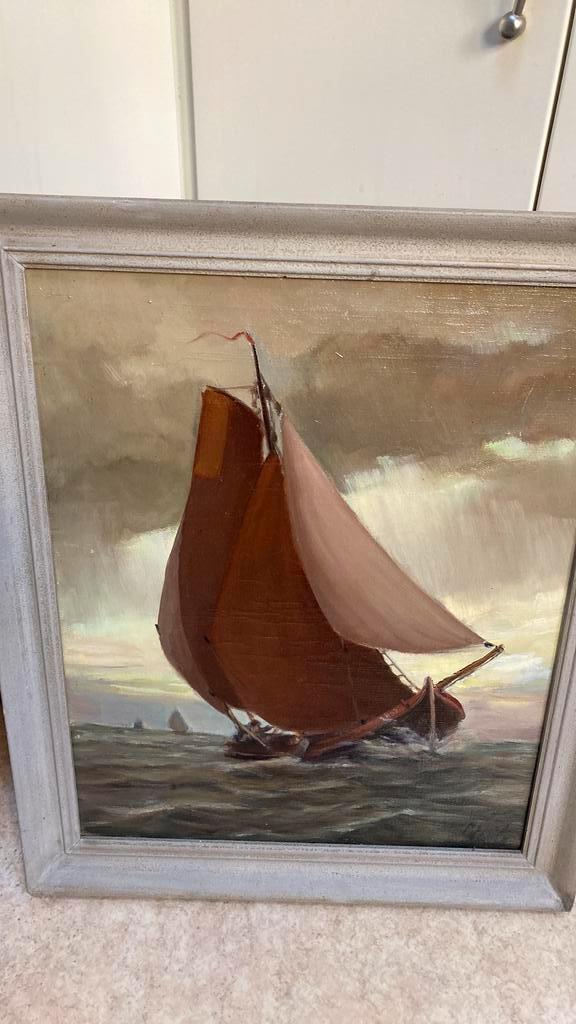 Botter op volle zee Pieter Hak ( leerl. Jos Lussenburg), Antiek en Kunst, Kunst | Schilderijen | Klassiek, Ophalen of Verzenden
