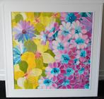 Bloemenschilderij 1meter bij 1 meter met lijst, Ophalen, Oorspronkelijke maker, Nieuw, Schilderij