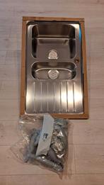 Nieuwe RVS spoelbak met afdruipgedeelte incl. gat 3cm en toe, Overige kleuren, Nieuw, 50 tot 75 cm, 50 tot 100 cm