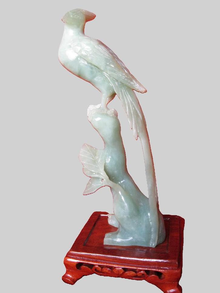 Mooie vintage jade, vogel paradisebird, Antiek en Kunst, Kunst | Niet-Westerse kunst, Ophalen